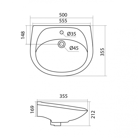 Умывальник настенный Santek "БРИЗ-50", белый 1WH110451