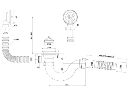 Сифон для ванны Ани Пласт 1/2 E155