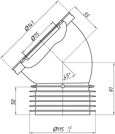 Труба фановая Ани Пласт 110x45° W4228 Труба фановая Ани Пласт 110x45° W4228