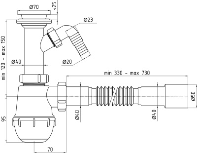 Сифон для мойки Ани Пласт Грот A2015