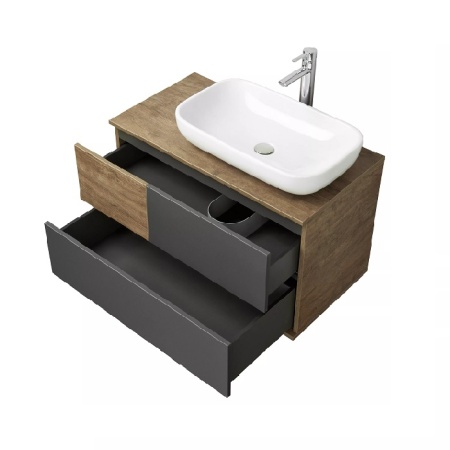 Тумба под умывальник подвесная Акватон Терра 85, дуб Кантри/антрацит 1A247201TEKA0