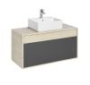 Тумба под умывальник подвесная Акватон Лофт Урбан 100 с умывальником GEOMETRY 45*40, графит\орегон