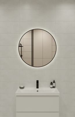 Зеркало Cersanit Eclipse smart 80x80 с подсветкой круглое в черной рамке 64147. Акция