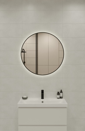 Зеркало Cersanit Eclipse smart 80x80 с подсветкой круглое в черной рамке 64147. Акция