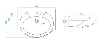 Тумба IDEA Сфера 75 с умывальником Байкал 75