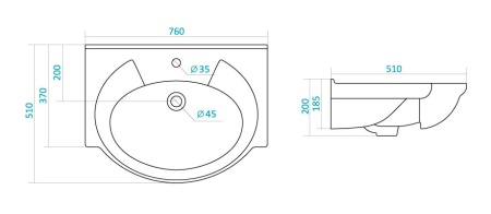 Тумба IDEA Сфера 75 с умывальником Байкал 75