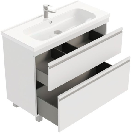 Тумба напольная Laparet Venus 100 с умывальником Creavit Ideal 100 белый глянец (LVE-WFCAB-100-01+ID100-00CB00E-0000)