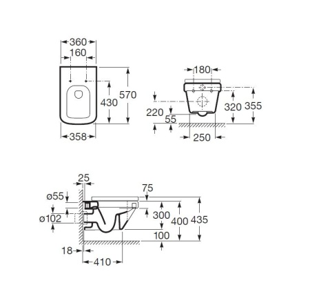 Унитаз подвесной Roca Dama-N с сиденьем