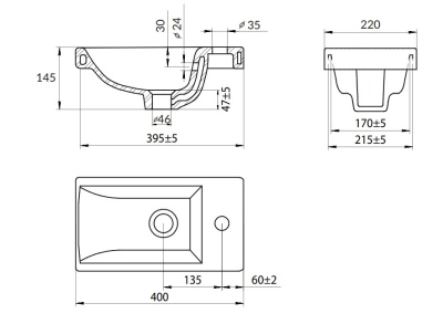 Тумба подвесная Laparet Optimum 40 с умывальником Cersanit Moduo 40 белый глянец LO-WCAB-40-01L+S-UM-MOD40/1