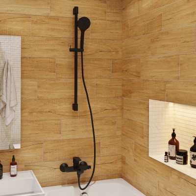 Смеситель для ванны/душа с коротким изливом Gross Aqua Evo черный 2155297MB. Образец. Распродажа