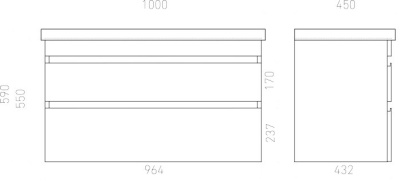 Тумба подвесная Laparet Sargas 100 с умывальником Cerastyle Frame 100 белый глянец (LS-WCAB-100-01+VB015A02U00)