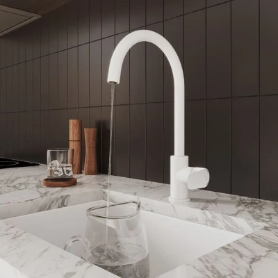 Смеситель для кухни с фильтром для питьевой воды Milardo Rora, белый матовый RORWTFJM05