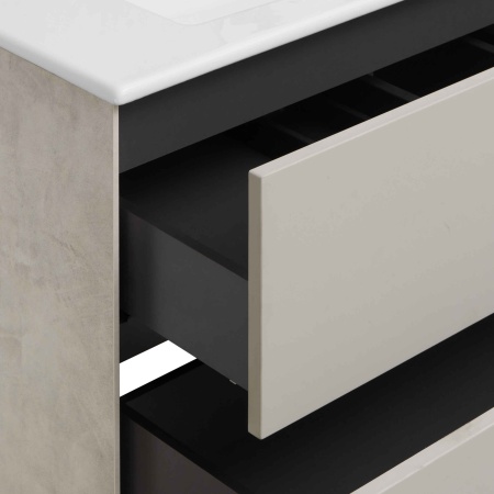 Тумба под умывальник подвесная Акватон Сохо 100 с умывальником Элина 100, слэйт/галька серая