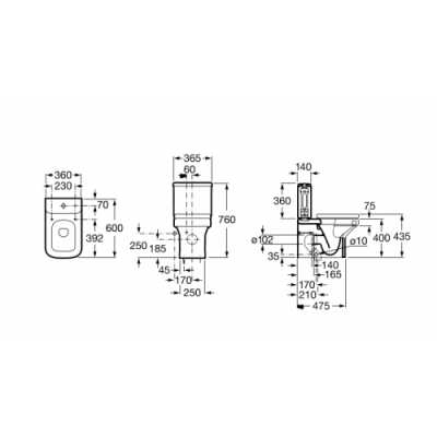 Унитаз компакт Roca Dama-N с сиденьем микролифт