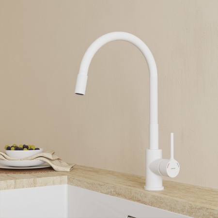 Смеситель для кухни гибкий Milardo Meal, белый M01WT0FM05