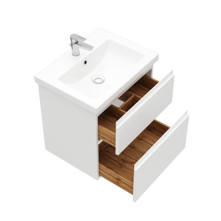 Тумба подвесная Laparet Optimum 60 с умывальником Cersanit Moduo 60 белый глянец LO-WCAB-60-01+S-UM-MOD60/1