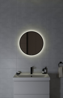 Зеркало Cersanit Eclipse smart 60x60 с подсветкой круглое в черной рамке 64146. Акция