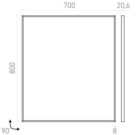 Зеркало Laparet Focus 70*80 см, рама 8 мм, цвет хром, LF-MIR-70-00