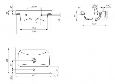 Тумба подвесная Laparet Optimum 60 с умывальником Cersanit Moduo 60 белый глянец LO-WCAB-60-01+S-UM-MOD60/1