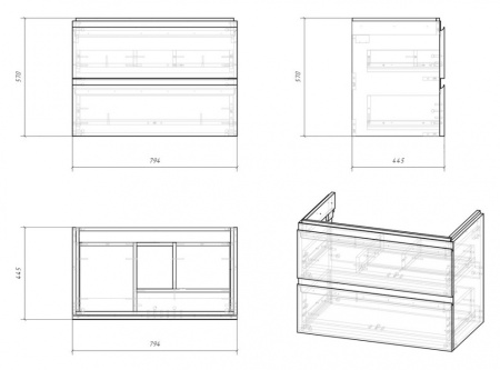 Тумба под умывальник подвесная Cersanit MODUO 80 с умывальником MODUO 80, белая (SZ-MOD-MO80Sl/Wh+UM-MOD80/1)
