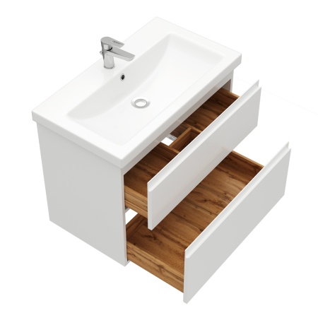 Тумба подвесная Laparet Optimum 80 с умывальником Cersanit Como 80 белый глянец LO-WCAB-80-01+S-UM-COM80/1-w