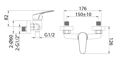 Смеситель для душа с лейкой и шлангом Milardo Simp SIMSB00M03