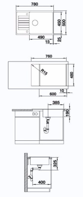 Кухонная мойка врезная Blanco Zia XL 6 S Compact 78x50 523280, серый беж