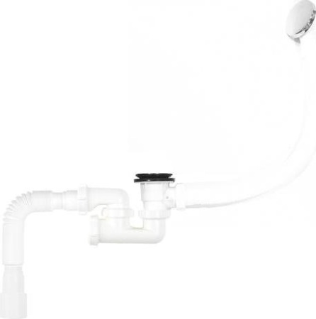 Сифон для ванны регулируемый с переливом автомат Aquant, белый V672-18-MR