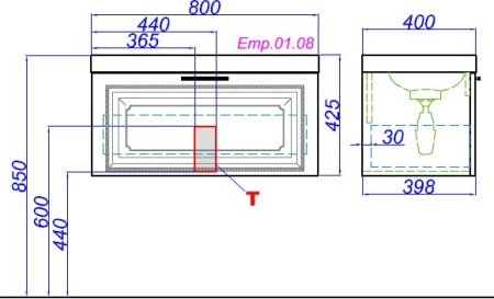 Тумба напольная AQWELLA Империя Н10/W 80см Emp.03.08/W, белая