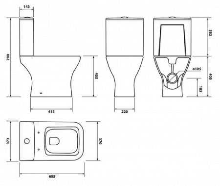 Унитаз безободковый с сиденьем дюропласт Iddis Torr TORRDSEi24. Распродажа Образец
