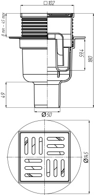Трап вертикальный Ани Пласт регулируемый с выпуском 50 мм TA5702