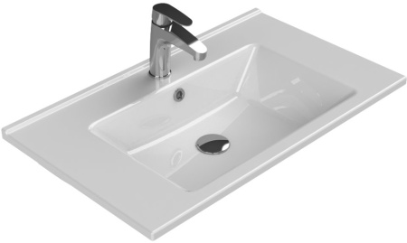 Тумба подвесная Laparet Focus 75 с умывальником Cerastyle Arte 75, белый глянец (LF-WCAB-75A-01+VB048L22U00)