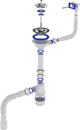 Сифон для мойки Aquant Professional, белый B0148-20-MR