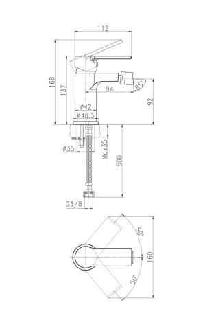 Смеситель для биде однорычажный черный Cersanit Brasko 63110