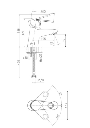 Смеситель для раковины однорычажный Cersanit Cari 63025. Распродажа