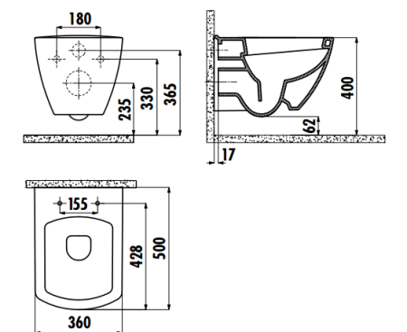 Унитаз подвесной Creavit Terra TP326-11CB00E-0000 с сиденьем
