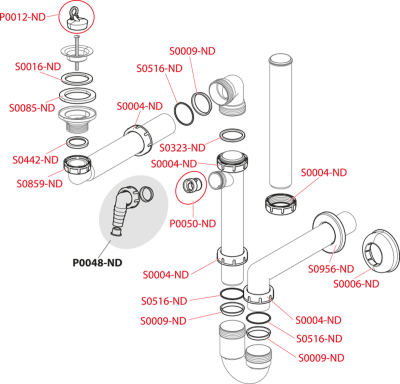 Сифон для умывальника экономящий пространство с накидной гайкой 5/4" AlcaPlast A434-BL-01
