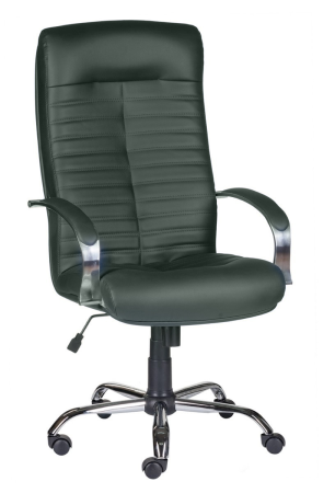 Кресло Евростиль Консул хром кожа люкс темно-зеленый 8010B90G. Акция