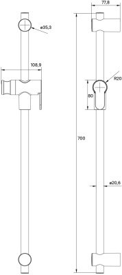 Стойка для душа 700мм Iddis Ray, черный мат. RAY70B0i17