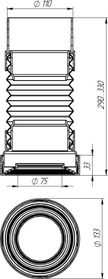 Удлинитель гибкий для унитаза с фановым выпуском Aquant Standart, белый T712-21-MR