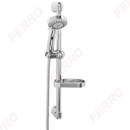 Комплект Ferro Ego душ. компл.:лейка 5-реж, шланг 150 мет. опл., держ. для лейки,easy clean,мыльница