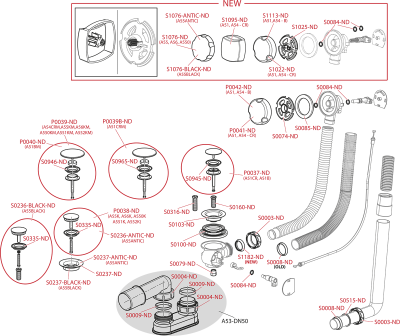 Сифон для ванны автомат комплект, черный-мат AlcaPlast A55BLACK