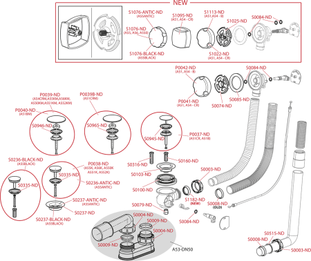 Сифон для ванны автомат комплект, черный-мат AlcaPlast A55BLACK