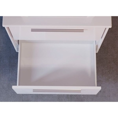 Тумба под умывальник подвесная  Raval Frame 75 с умывальником Quadro75 F01 УП, белая (Fra.01.75/P/W+QDR75SLWB01)