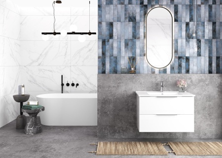 Тумба подвесная Laparet Focus 85 с умывальником Cerastyle Arte 85, белый глянец (LF-WCAB-85A-01+VB048N52U00)