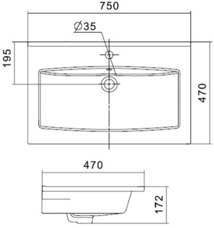 Тумба под умывальник Акватон Форест 75 с умывальником Акватон Элина 75, дуб рошелье 1A2783V0FR9C0