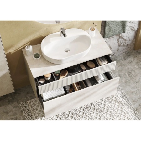 Тумба под умывальник Акватон Марбл 100 Слэйт, белый матовый 1A276301MH4C0