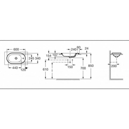 Умывальник Roca Meridian-N 60 Умывальник Roca Meridian-N 60