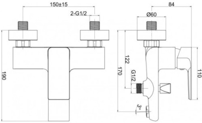 Смеситель для ванной Cersanit SUARO S951-240 однорычажный. Образец. Распродажа