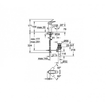 Смеситель для умывальника Grohe BauFlow 23156000